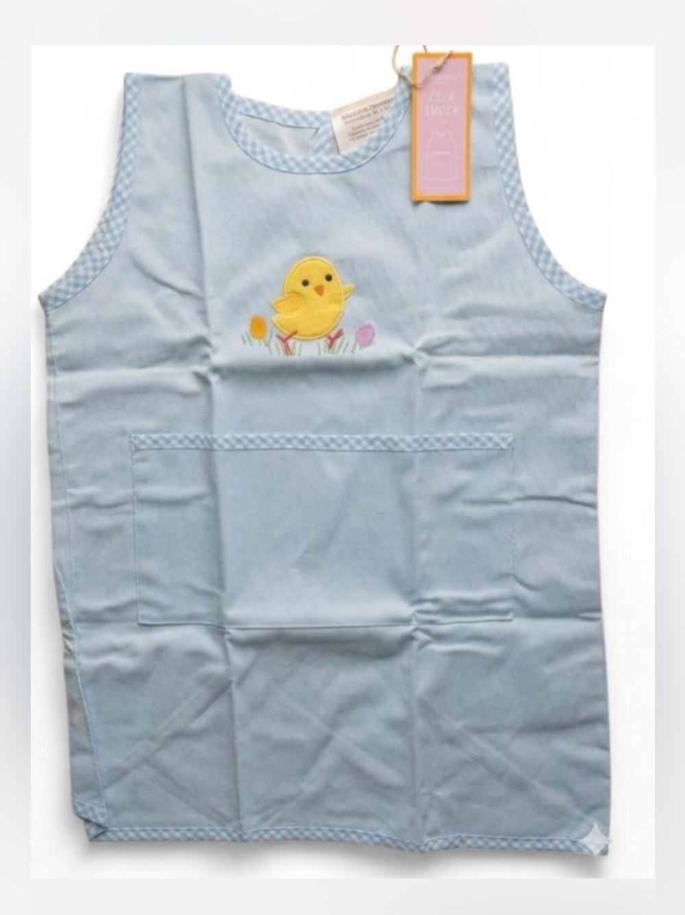 Williams Sonoma Light Blue Kids Bib Apron with Yellow Chick